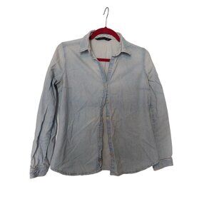 Zara Trafaluc Collection Womens Light Blue Denim Shirt Size M